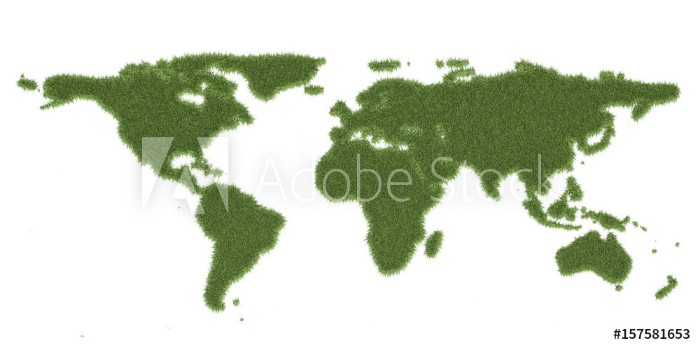 Picture of Ecology world map from green grass 3D rendering